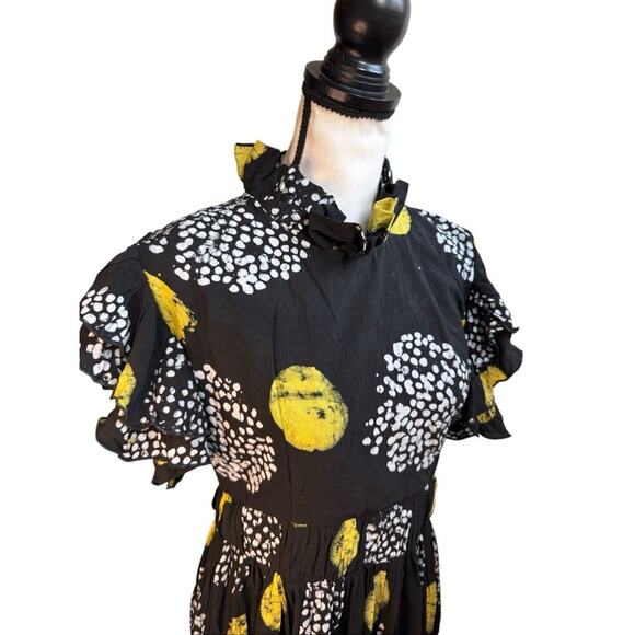 Busayo Black Yellow Puff Sleeve Print Maxi Dress - Picture 10 of 13